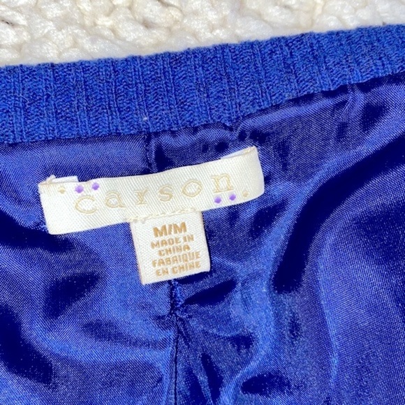 CARSON floral embroidered appliqué knit cardigan size medium lambswool blend - Picture 6 of 11